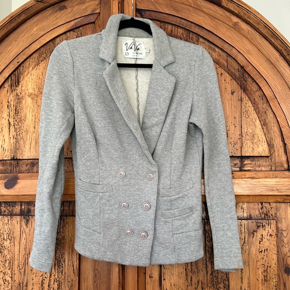VaVa by Joy Han Double Breasted Blazer Jacket Gray